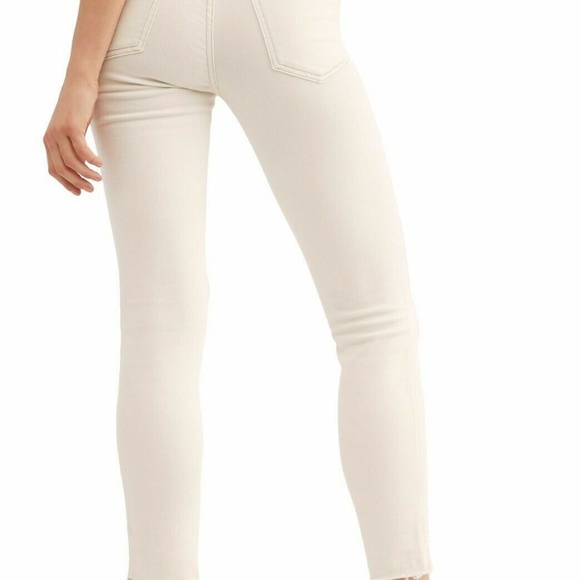 NEW Free People Women's Frayed-Hem High- Rise Skinny Jeans Ivory NWT - Picture 3 of 6